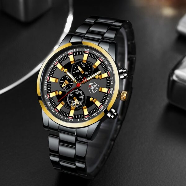 2022 Mens Watches Fashion Luxury Men Black Stainless Steel Quartz Wristwatch Man Business Casual Leather Watch relogio masculino 5