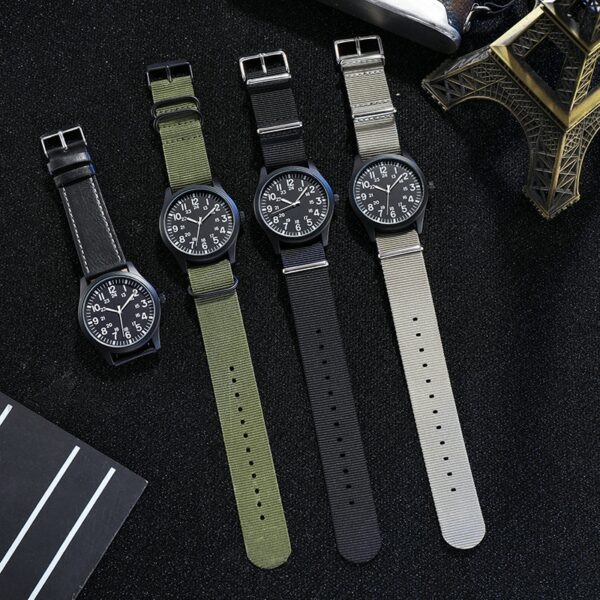 Đồng hồ đeo tay Air Force Field Watch Fabric Strap 24 Hours Display Japan Quartz Movement 42mm Dial 6