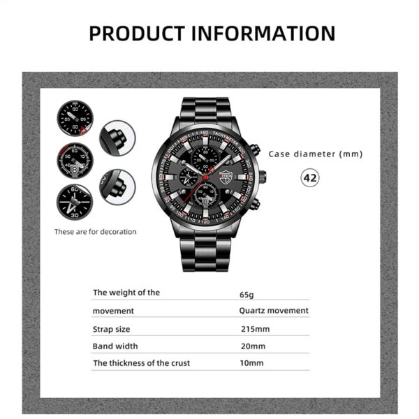 2022 Mens Watches Fashion Luxury Men Black Stainless Steel Quartz Wristwatch Man Business Casual Leather Watch relogio masculino 4