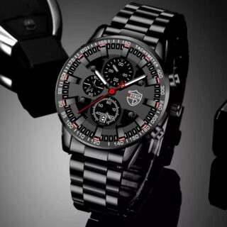 2022 Mens Watches Fashion Luxury Men Black Stainless Steel Quartz Wristwatch Man Business Casual Leather Watch relogio masculino 1