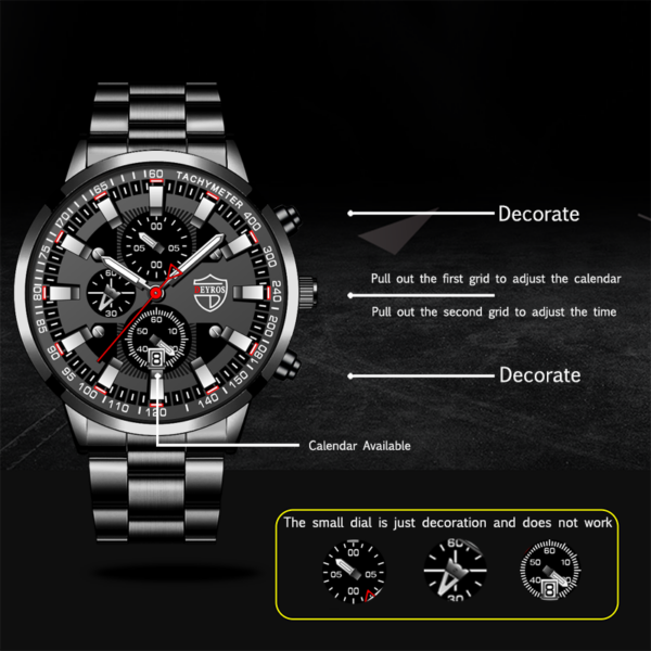 2022 Mens Watches Fashion Luxury Men Black Stainless Steel Quartz Wristwatch Man Business Casual Leather Watch relogio masculino 2