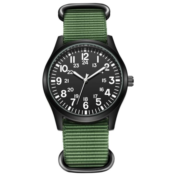 Đồng hồ đeo tay Air Force Field Watch Fabric Strap 24 Hours Display Japan Quartz Movement 42mm Dial 1
