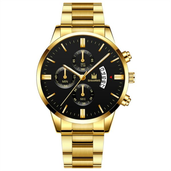 Men's Fashion Business Quartz Watch Fashion Fake Three-Eye Six-Pin Calendar Men's Watch Stainless steel Belt Men's Watches 6