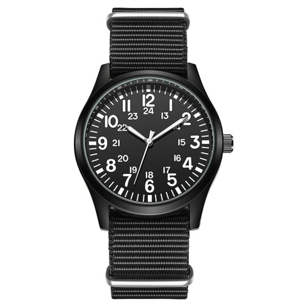 Đồng hồ đeo tay Air Force Field Watch Fabric Strap 24 Hours Display Japan Quartz Movement 42mm Dial 2