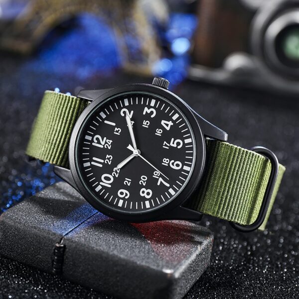 Đồng hồ đeo tay Air Force Field Watch Fabric Strap 24 Hours Display Japan Quartz Movement 42mm Dial 3